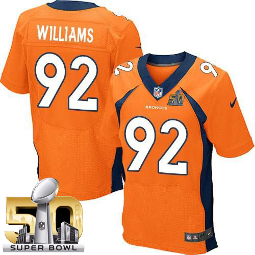 Men's New Elite Sylvester Williams Super Bowl L Nike Jersey Orange Home - #92 NFL Denver Broncos